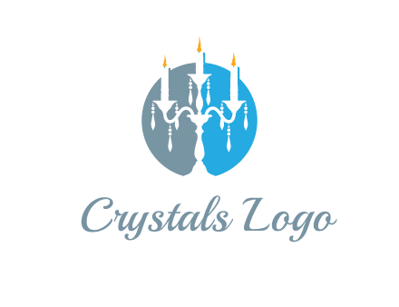 candelabra with crystals and burning candles logo