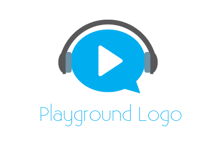 play button wearing headphones logo