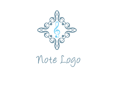 music note inside filigree tile logo