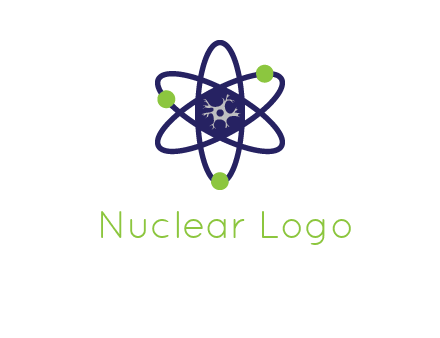 neuroanatomy or nuclear logo showing a cell inside an atomic model