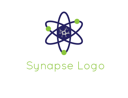 neuroanatomy or nuclear logo showing a cell inside an atomic model