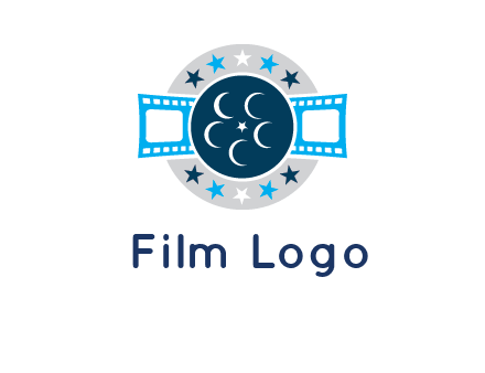 film reel inside the circle with stars logo