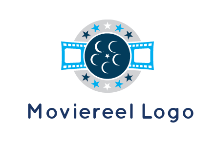 film reel inside the circle with stars logo