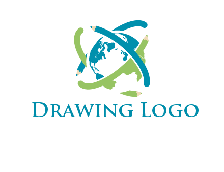 pencil orbit around the globe logo