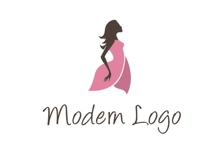 silhouette glamour girl wearing shoulder less dress logo