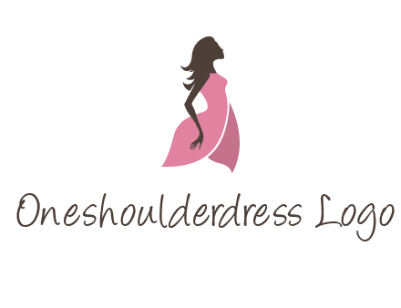 silhouette glamour girl wearing shoulder less dress logo