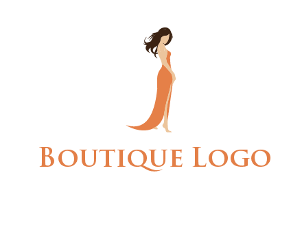 beautiful girl wearing backless dress logo