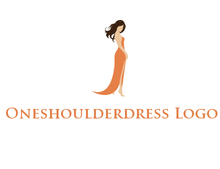 beautiful girl wearing backless dress logo