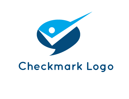 abstract person inside speech bubble with check logo