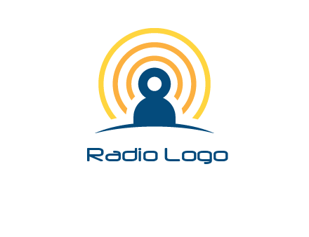 abstract person placed in front of communication circles logo