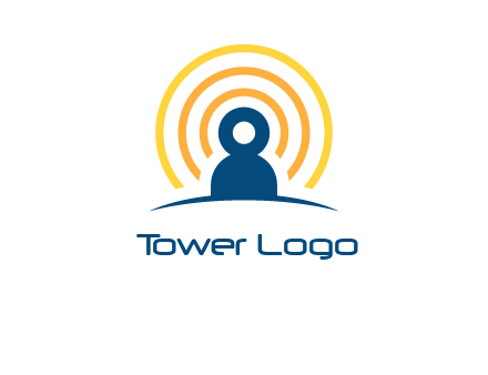 abstract person placed in front of communication circles logo