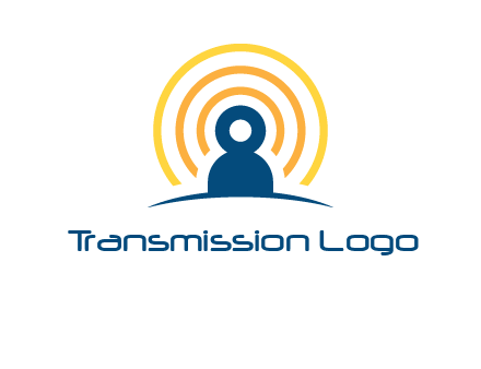 abstract person placed in front of communication circles logo