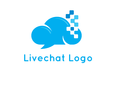 cloud forming speech bubble with technology squares connection logo