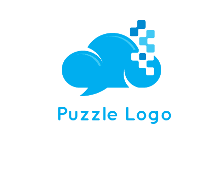 cloud forming speech bubble with technology squares connection logo