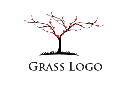 tree with flowers on grass logo