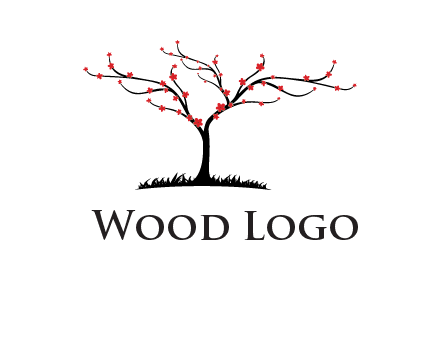 tree with flowers on grass logo