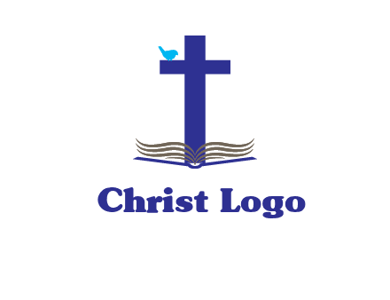 cross with abstract book and bird logo