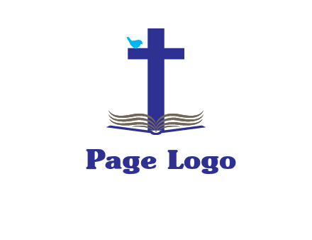 cross with abstract book and bird logo