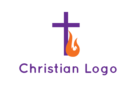 cross with abstract fire icon