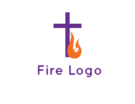 cross with abstract fire icon