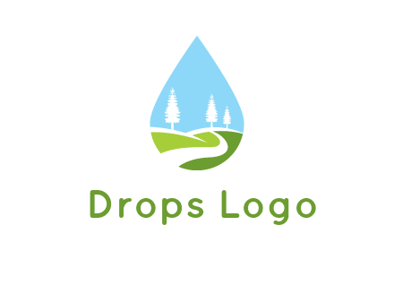 landscape inside the water drop logo