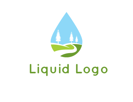 landscape inside the water drop logo