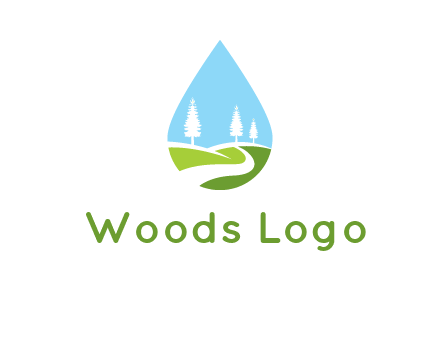 landscape inside the water drop logo