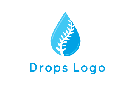 abstract leaf inside the water drop logo