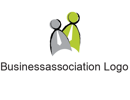 two abstract persons with tie logo