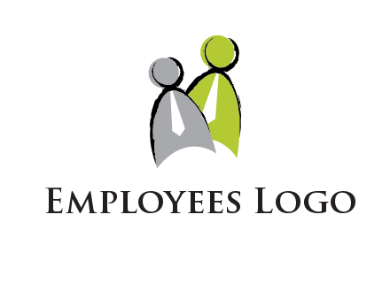 two abstract persons with tie logo