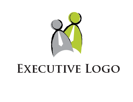 two abstract persons with tie logo