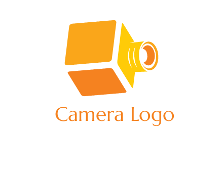 abstract box merged with camera lens icon