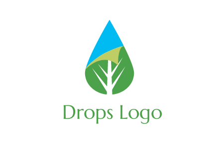 water drop with leaf and folded corner logo