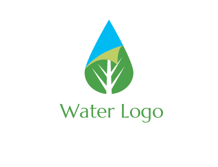 water drop with leaf and folded corner logo