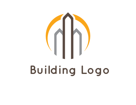 abstract building with circle logo