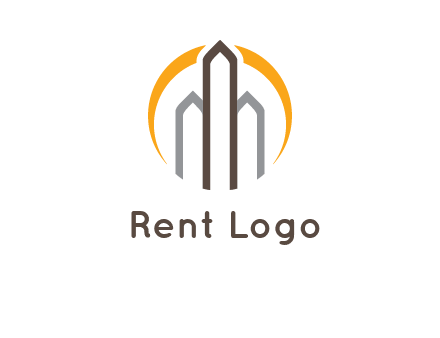 abstract building with circle logo