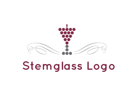 dotted wine glass with ornaments logo