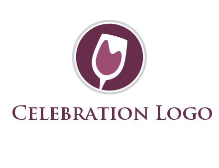 abstract wine glass in circle logo