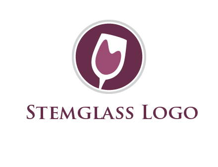 abstract wine glass in circle logo