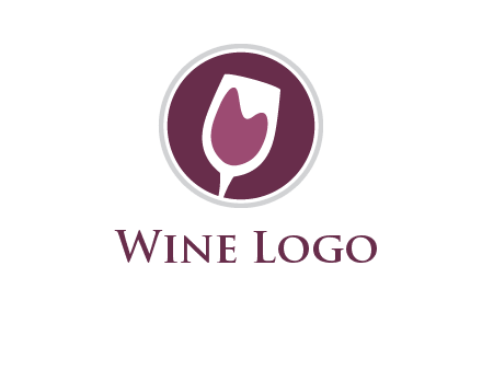 abstract wine glass in circle logo