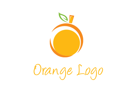 abstract orange with leaf logo