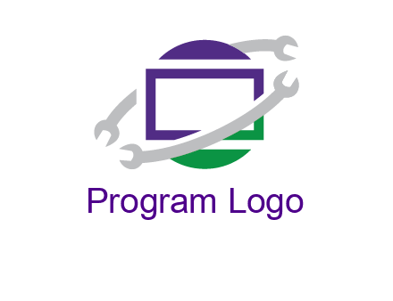 open end wrenches around monitor logo