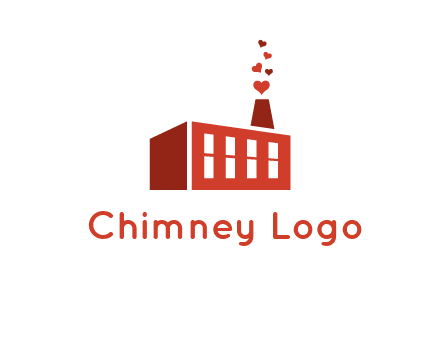 factory producing heart smoke from its chimney logo