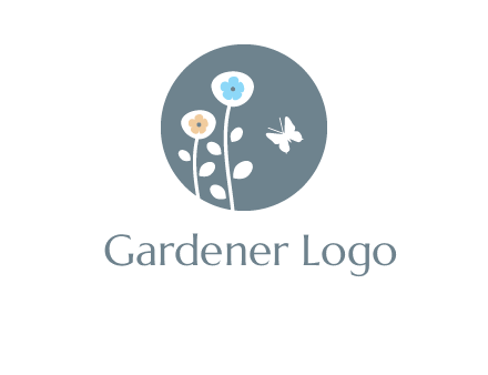 abstract flower with butterfly inside circle logo