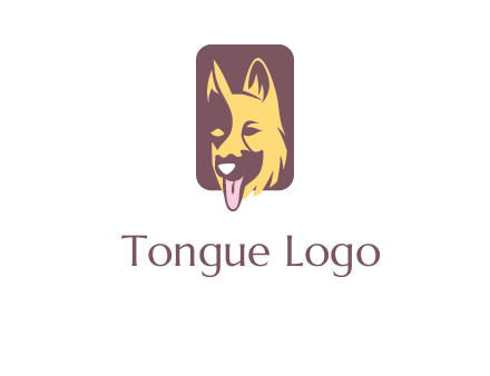 abstract dog in rectangle shape logo