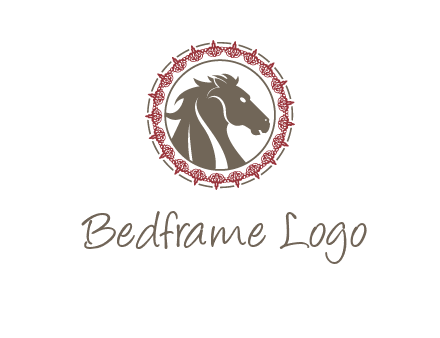 horse inside an emblem logo