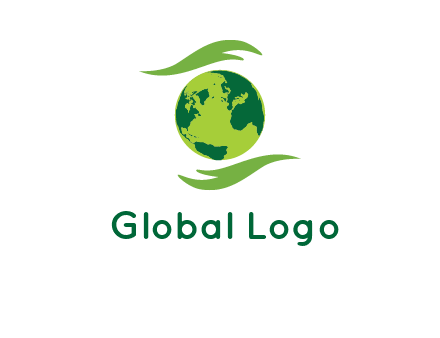 globe with abstract caring hand logo