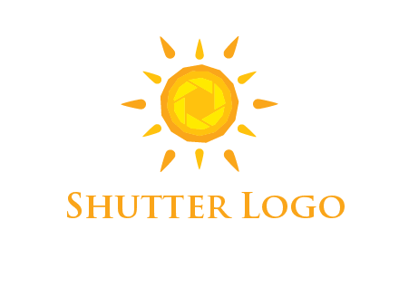 camera shutter inside abstract sun logo