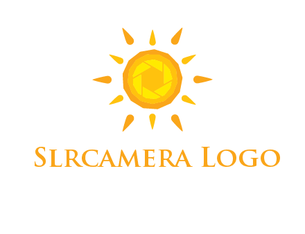 camera shutter inside abstract sun logo