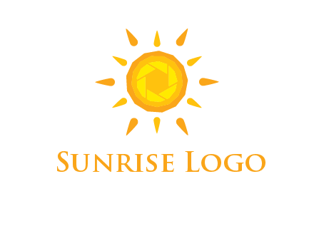 camera shutter inside abstract sun logo